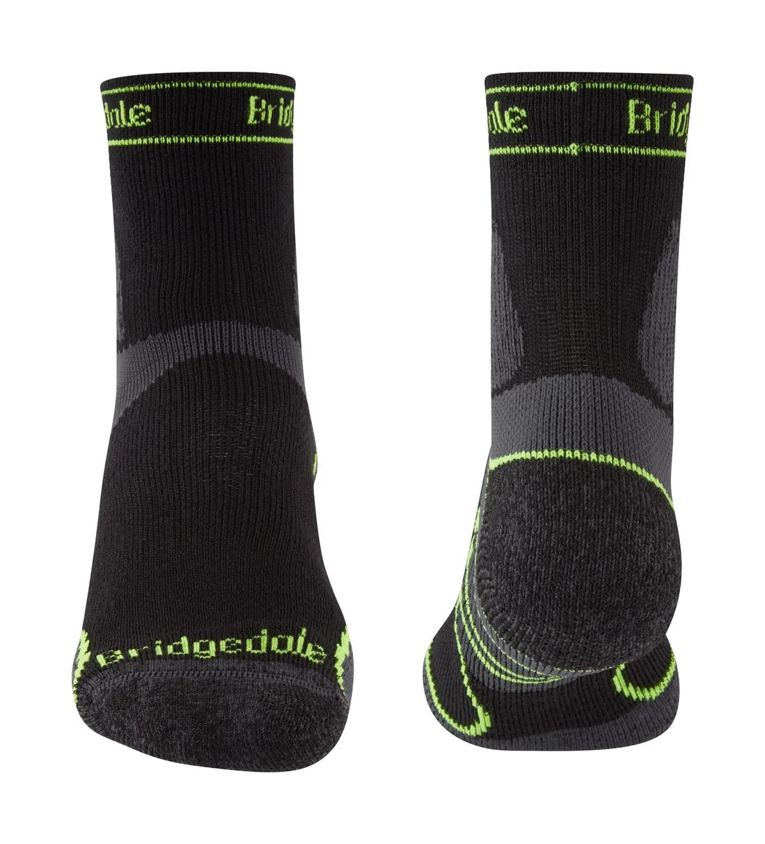 Bridgedale Mens Trail Run Lightweight T2 Merino Sport 3/4 Crew Socks Black