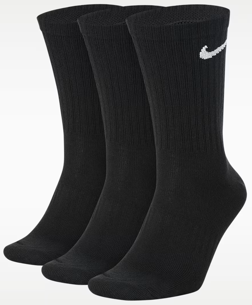 Nike Everyday Lightweight Crew Socks 3 Pairs Black SX7676
