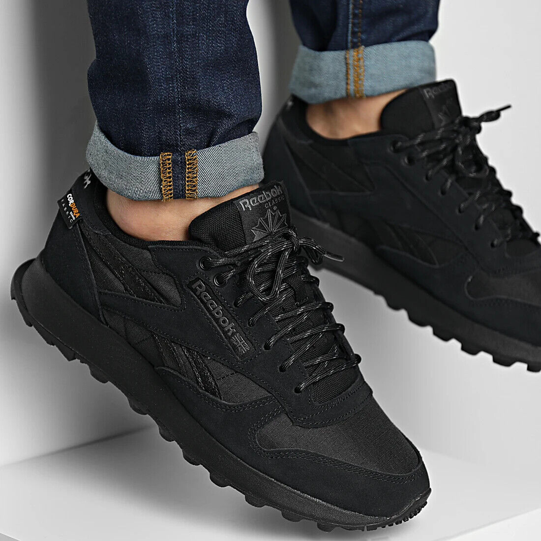 reebok black leather