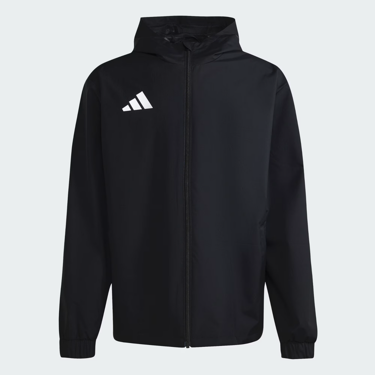 Adidas Mens Entrada 26 All Weather Rain Jacket Waterproof Coat Black JZ9101