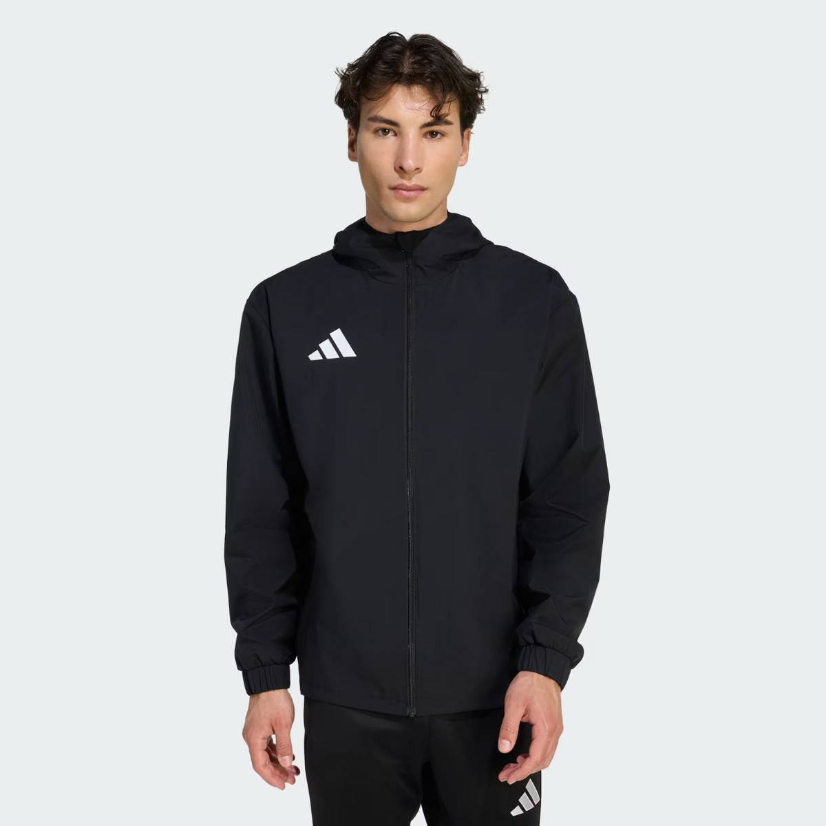 Adidas Mens Entrada 26 All Weather Rain Jacket Waterproof Coat Black JZ9101