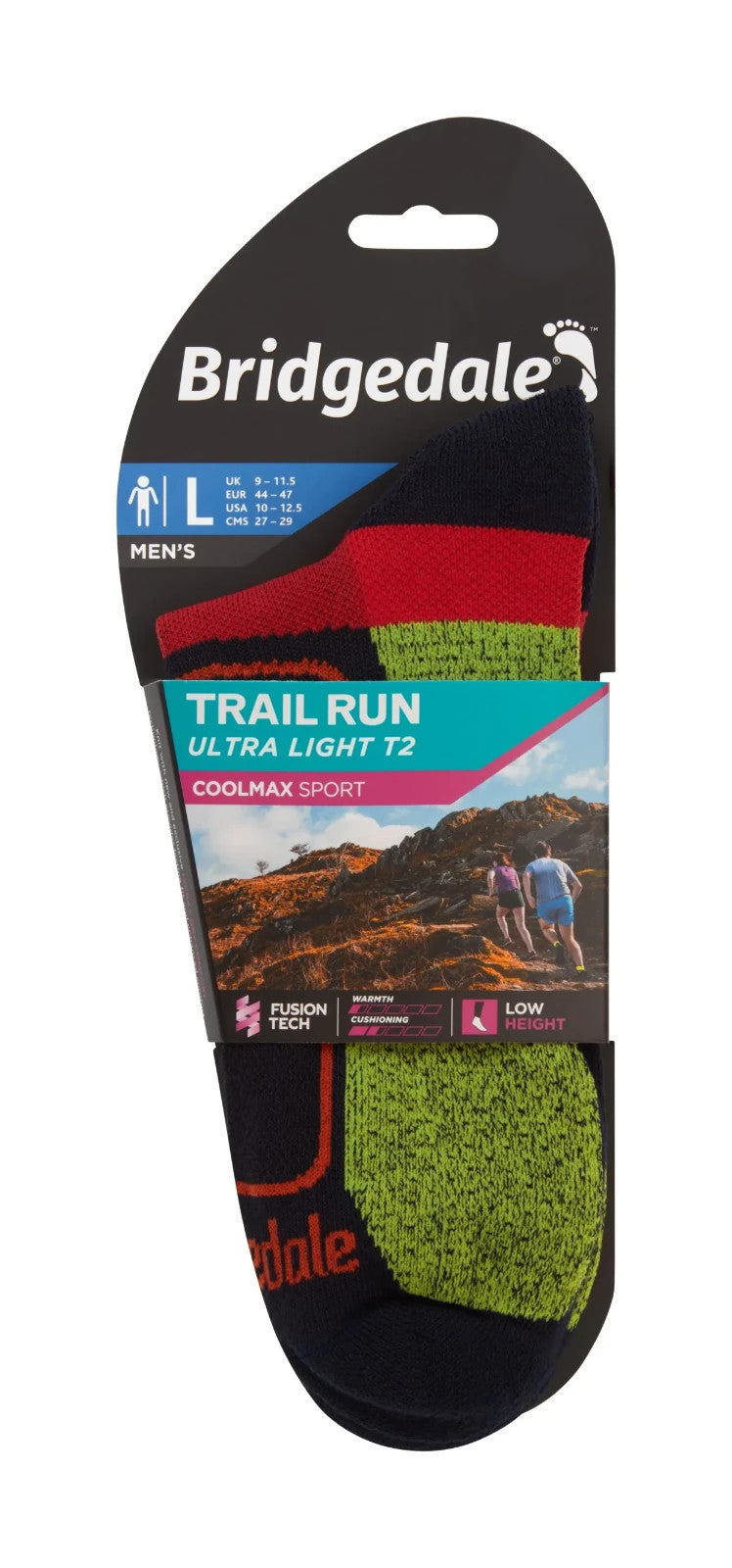 Bridgedale Mens Trail Run Ultralight T2 Coolmax Sport Low Socks Navy